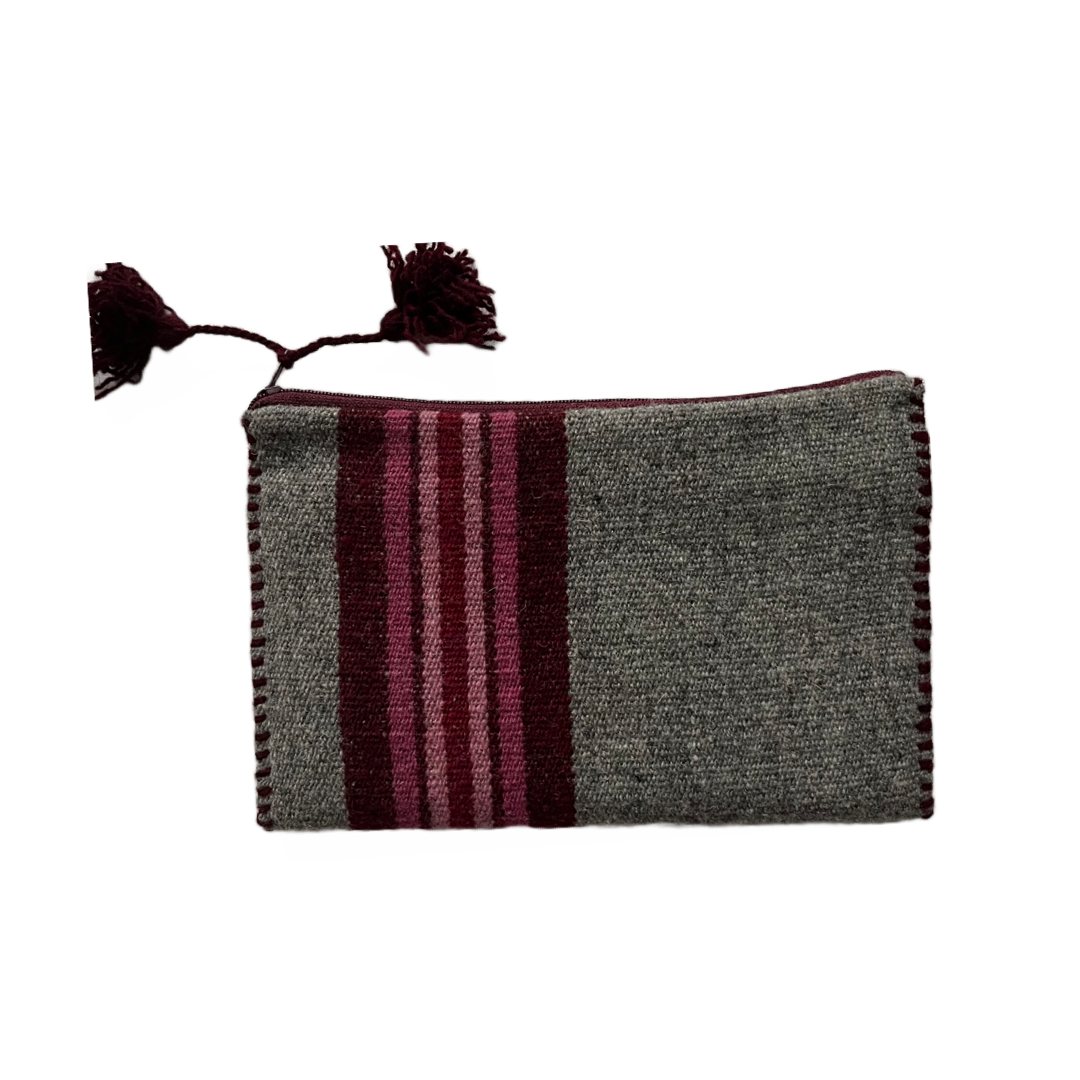 Large Wool Zipper Wallet - Grey