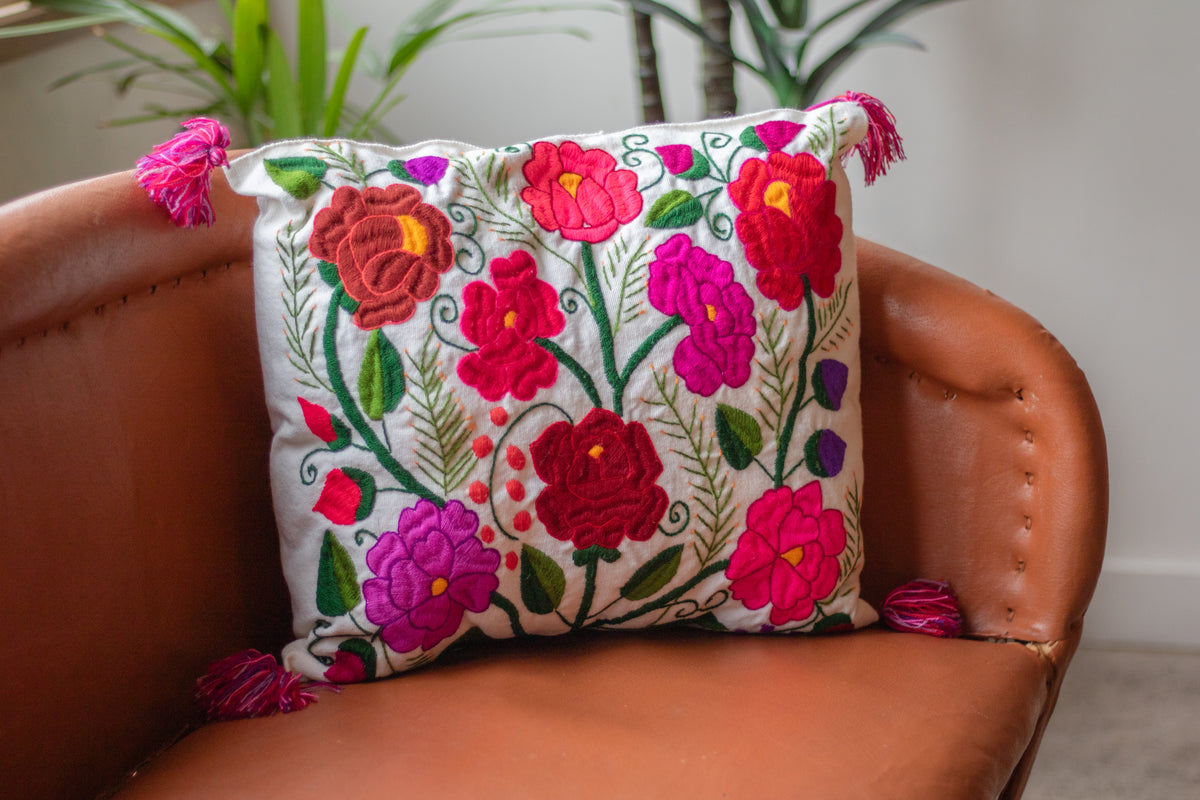 Woven Floral Pillow