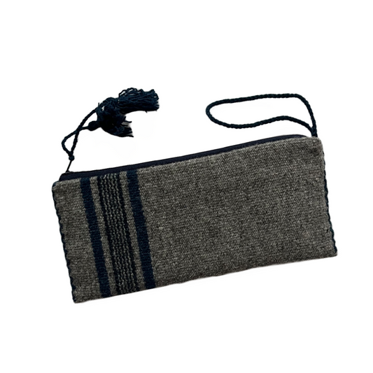 Small Wool Zipper Wallet - Grey