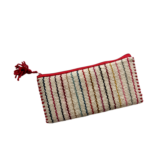 Small Wool Zipper Wallet - Striped