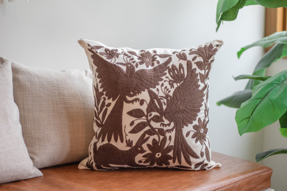 Tenango Pillow Case - Brown