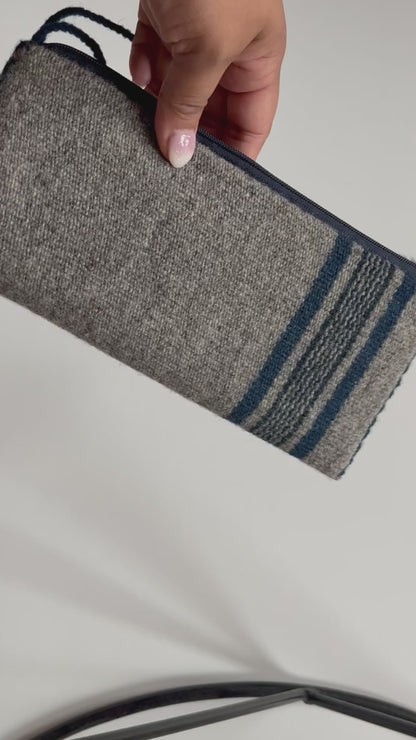 Small Wool Zipper Wallet - Grey