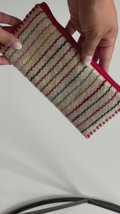 Small Wool Zipper Wallet - Striped